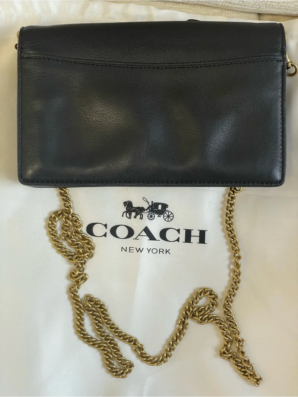 Coach 1941 Callie Foldover Chain Crossbody Bag Butterfly Applique Clutch Black